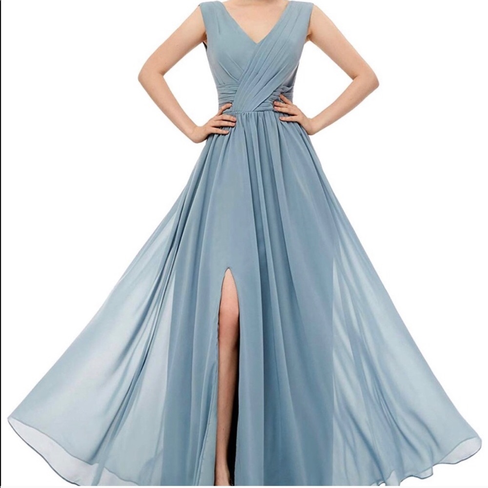 Slate Blue Formal Bridesmaid Dress